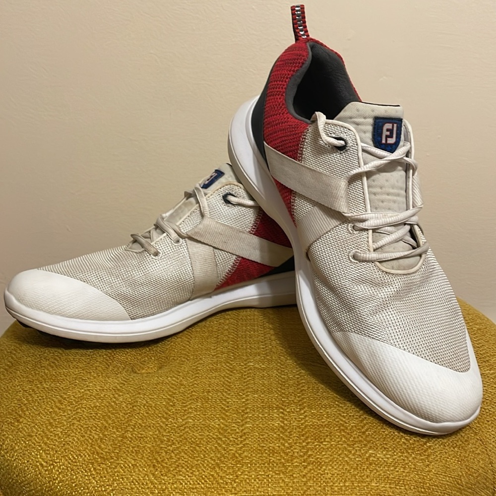 FootJoy Beige and Red Athletic Golf Shoes